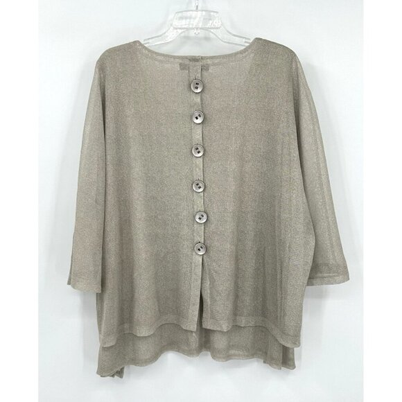 shirt top blouse tunic batwing sheer artsy lagenlook layered beige 2X - Picture 8 of 9